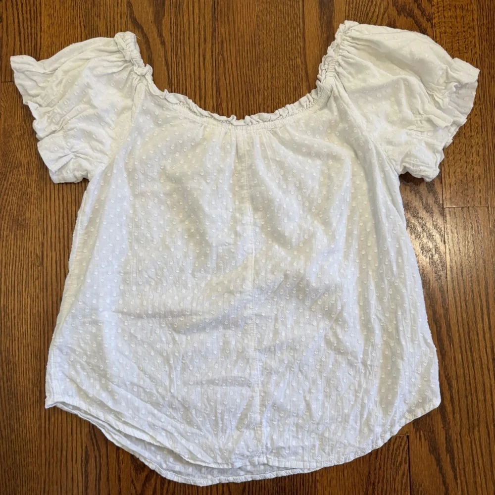 Maeve Anthropologie White Blouse Puff Sleeve Size 0